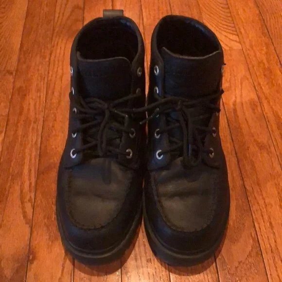 Skechers leather boots men size 9 SN 7486 Skechers Hiking Boots Mens 11 Black Leather Lace Up Moc Toe  main image 3